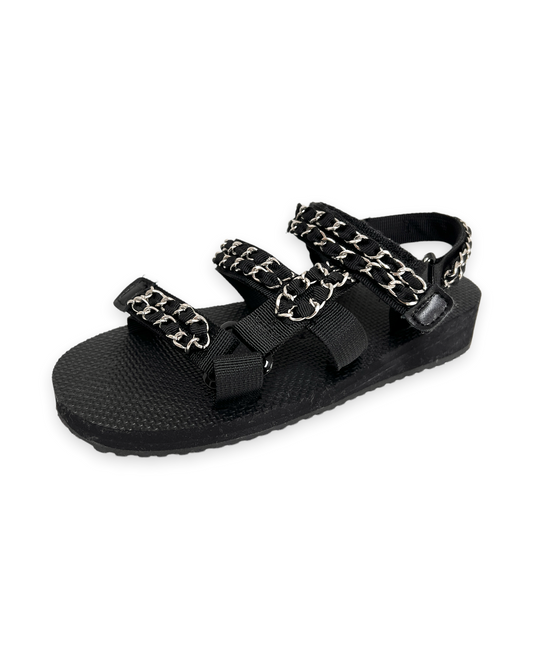 black silver chain strappy sandals *pre-order*
