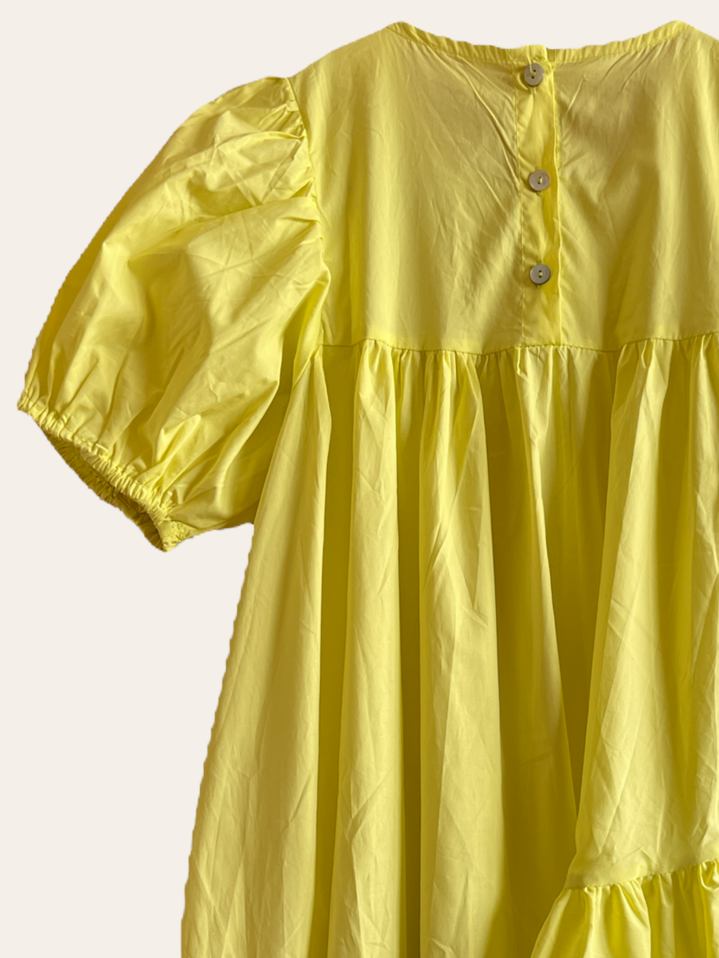 kids -yellow puff sleeves shirt dress *pre-order*