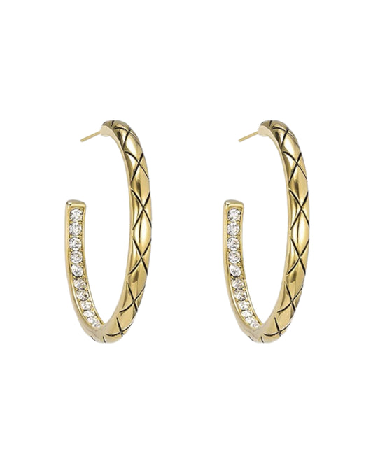 gold quilted diamonds inner hoop earrings *pre-order*