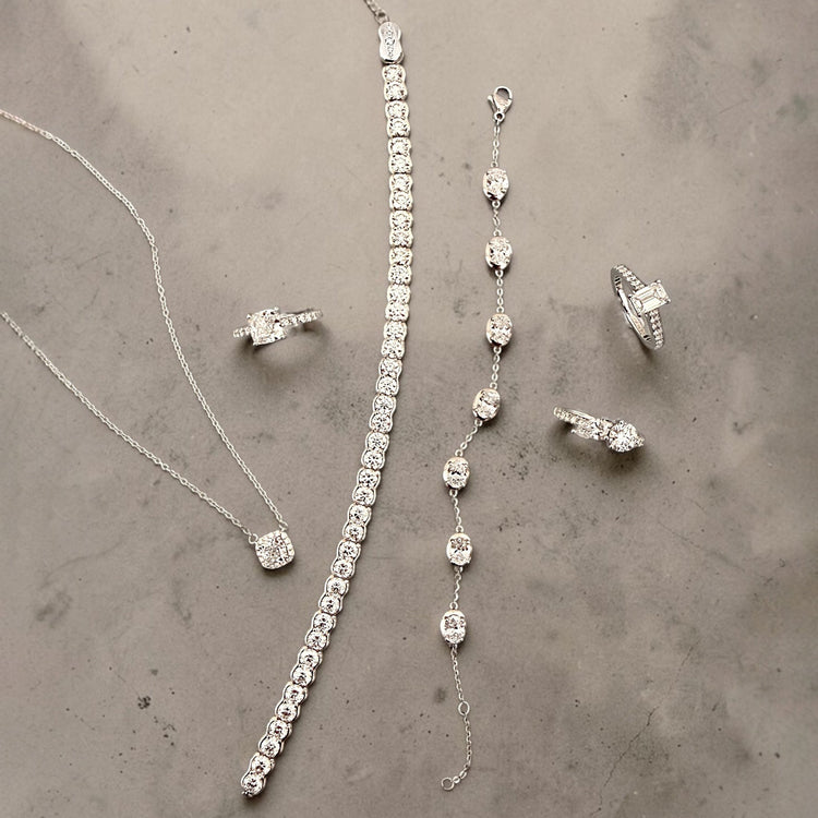 LAB DIAMOND RHODIUM PLATED COLLECTION