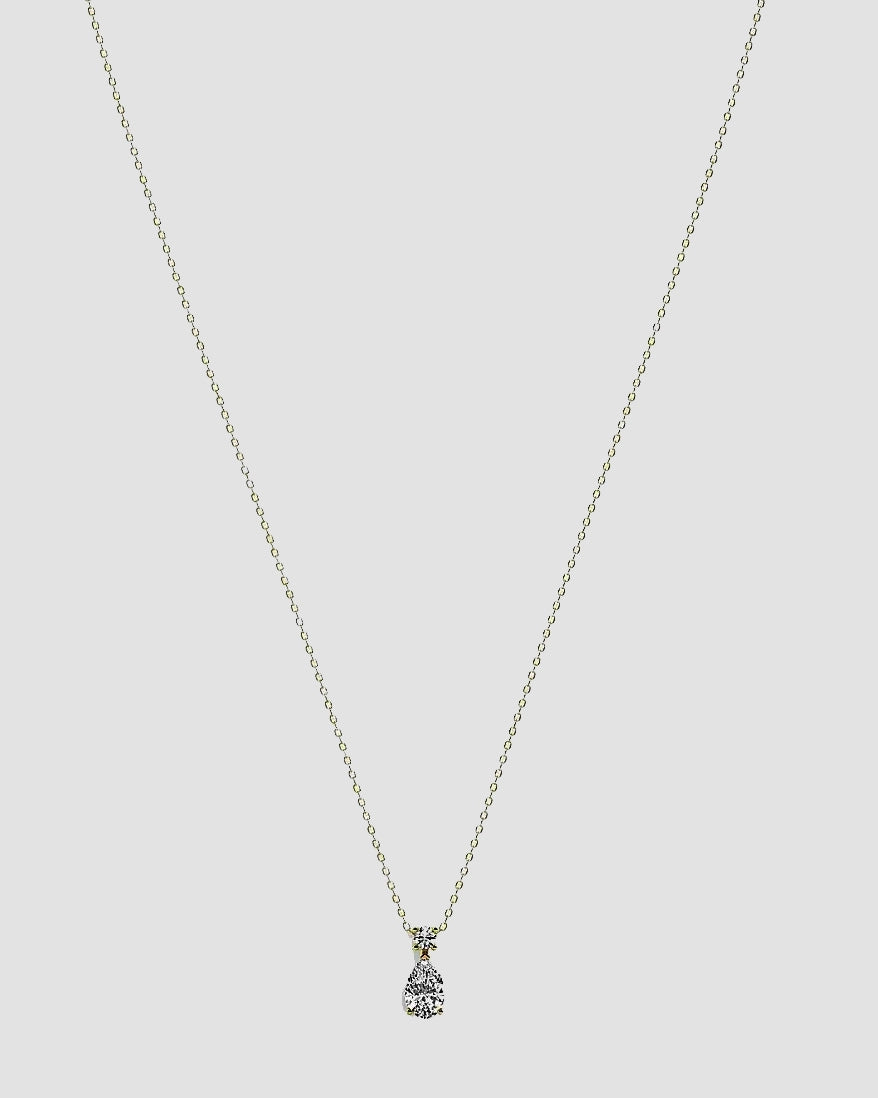 1ct pear lab-grown diamond rhodium plated necklace