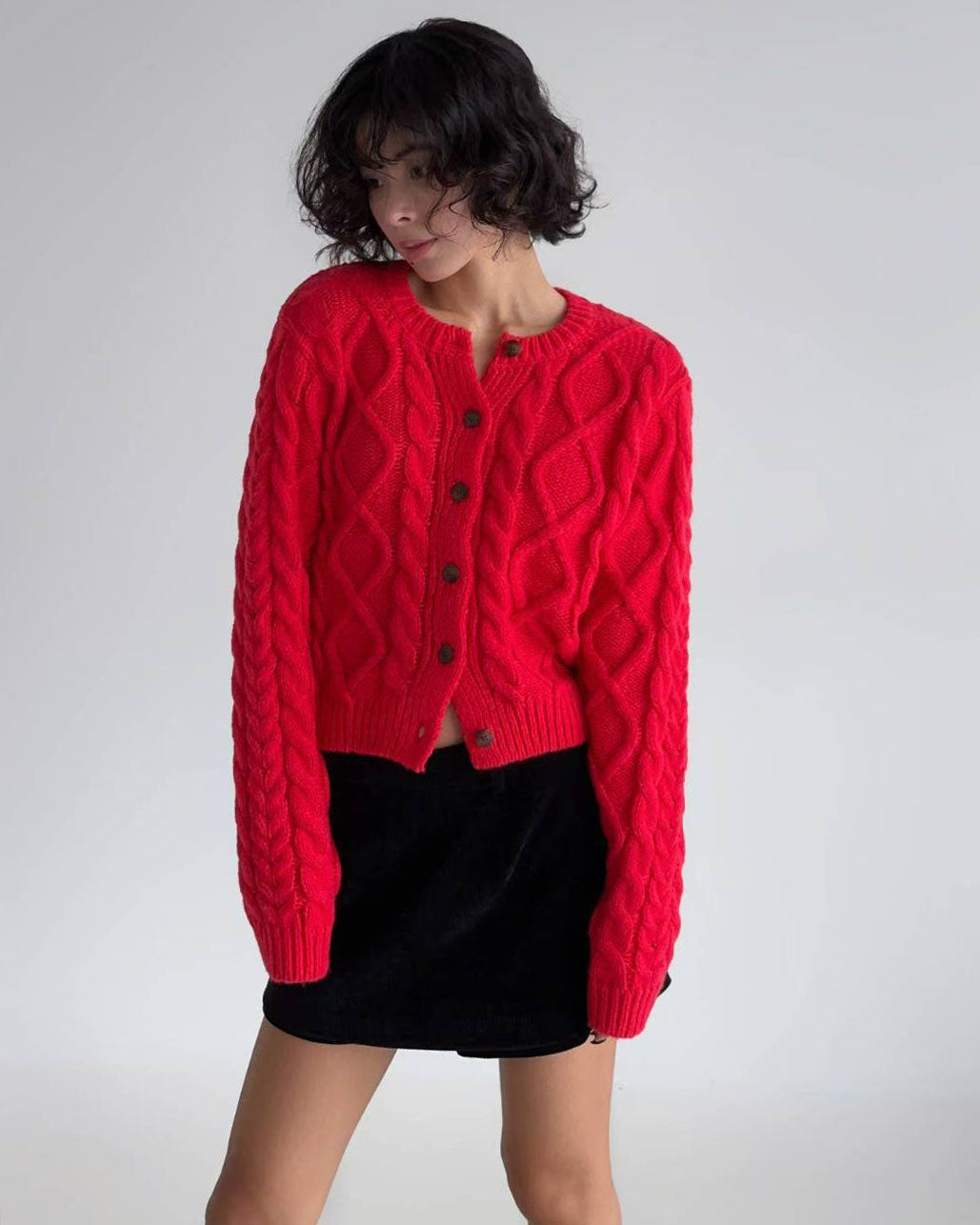 red twisted knitted cardigan *pre-order*