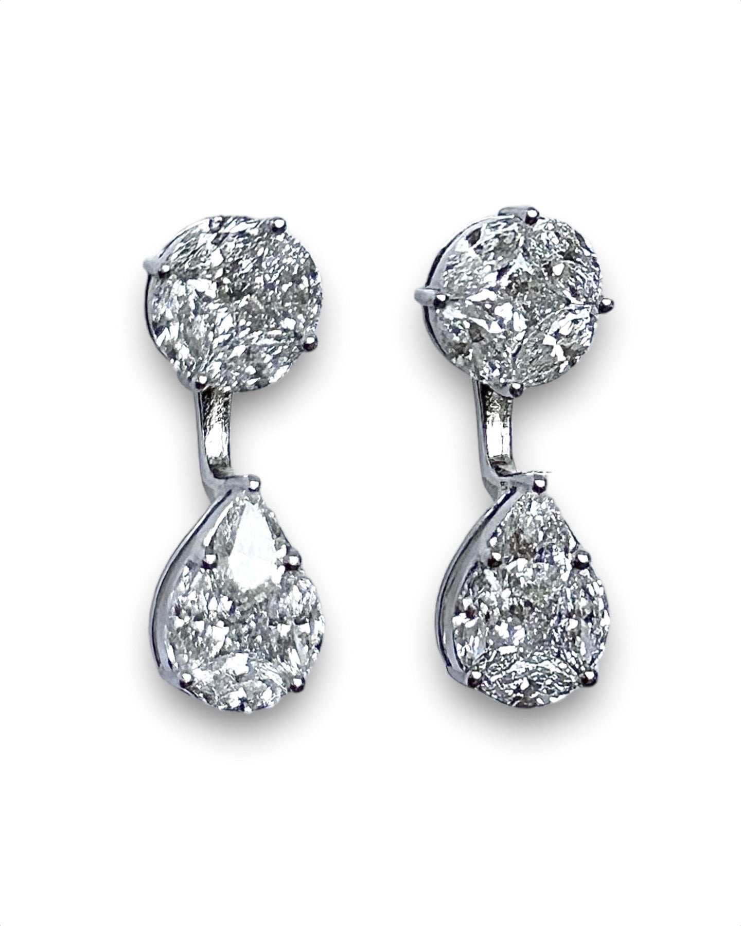 ASM round & pear double illusion lab-grown diamonds earrings *pre-order*