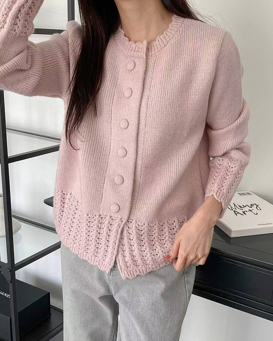 pink crochet knitted cardigan *pre-order*