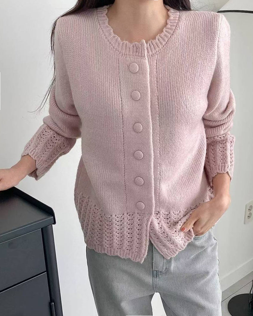 pink crochet knitted cardigan *pre-order*