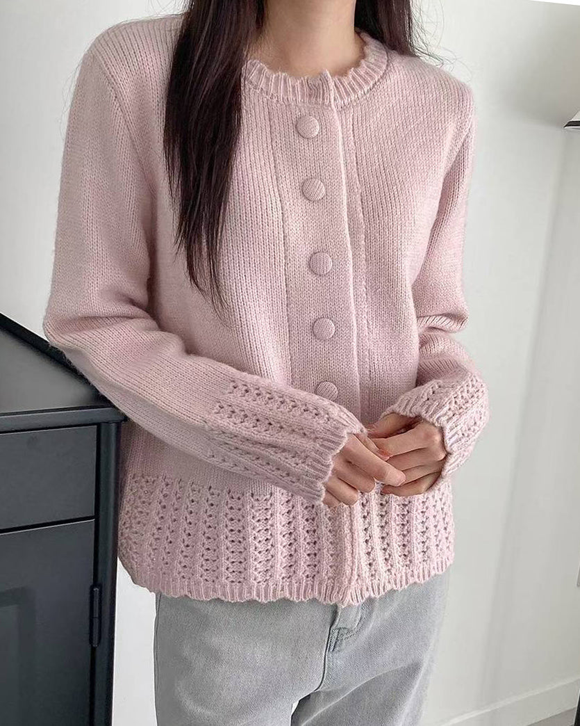 pink crochet knitted cardigan *pre-order*