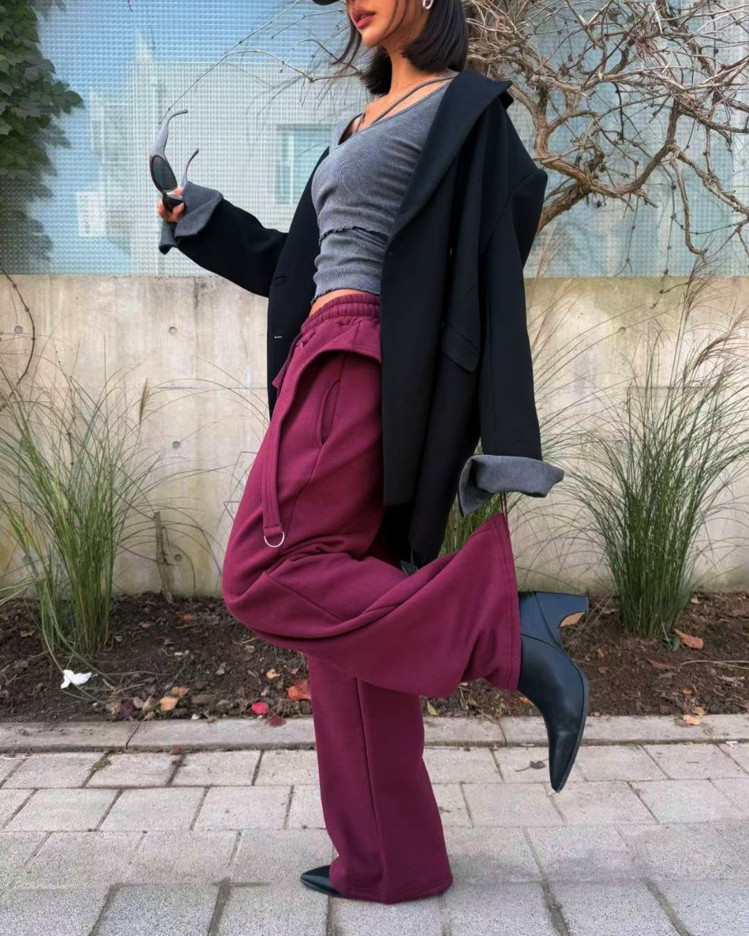 D buckle fleece sweat pants *pre-order*