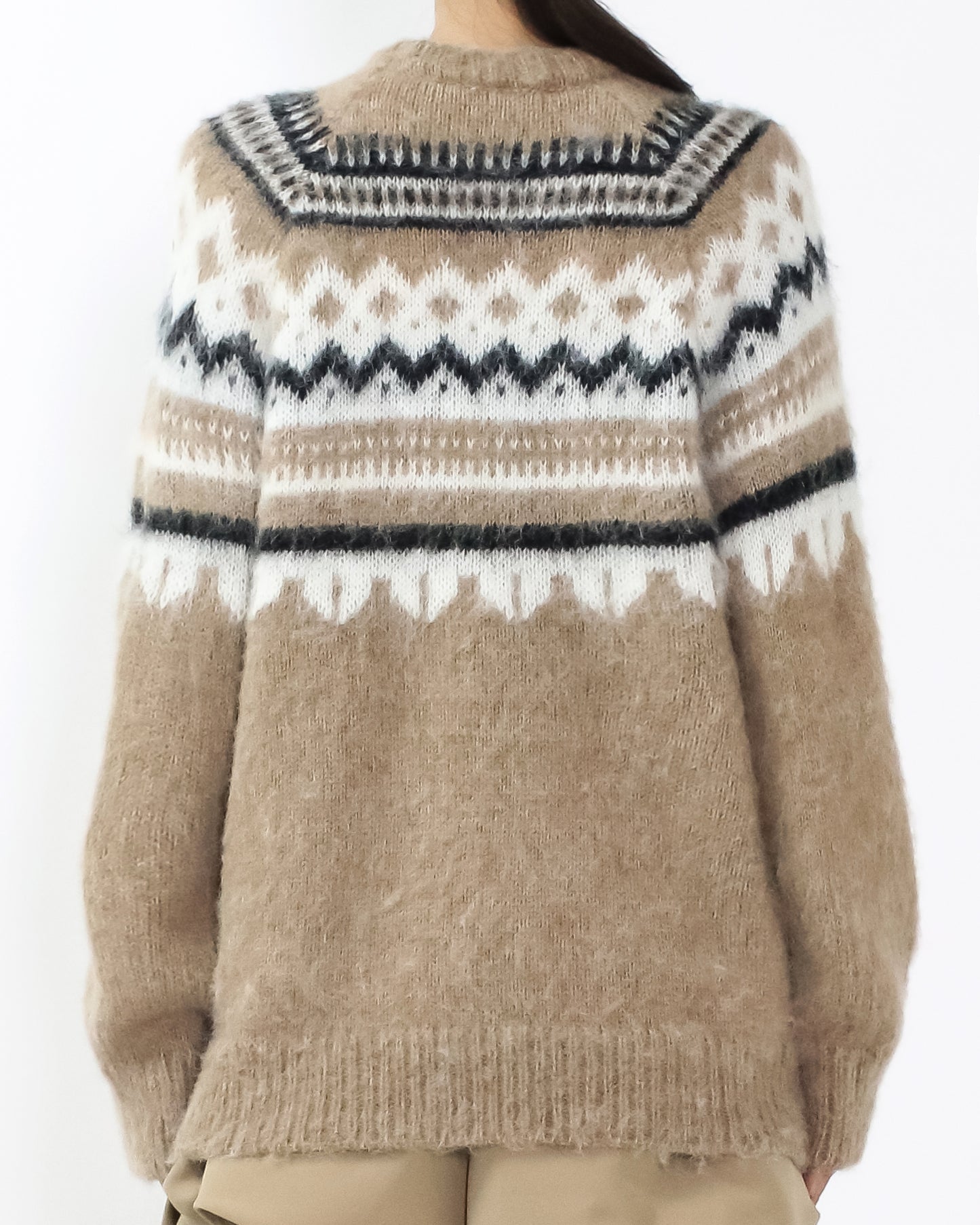 beige pattern mohair knitted top *pre-order*