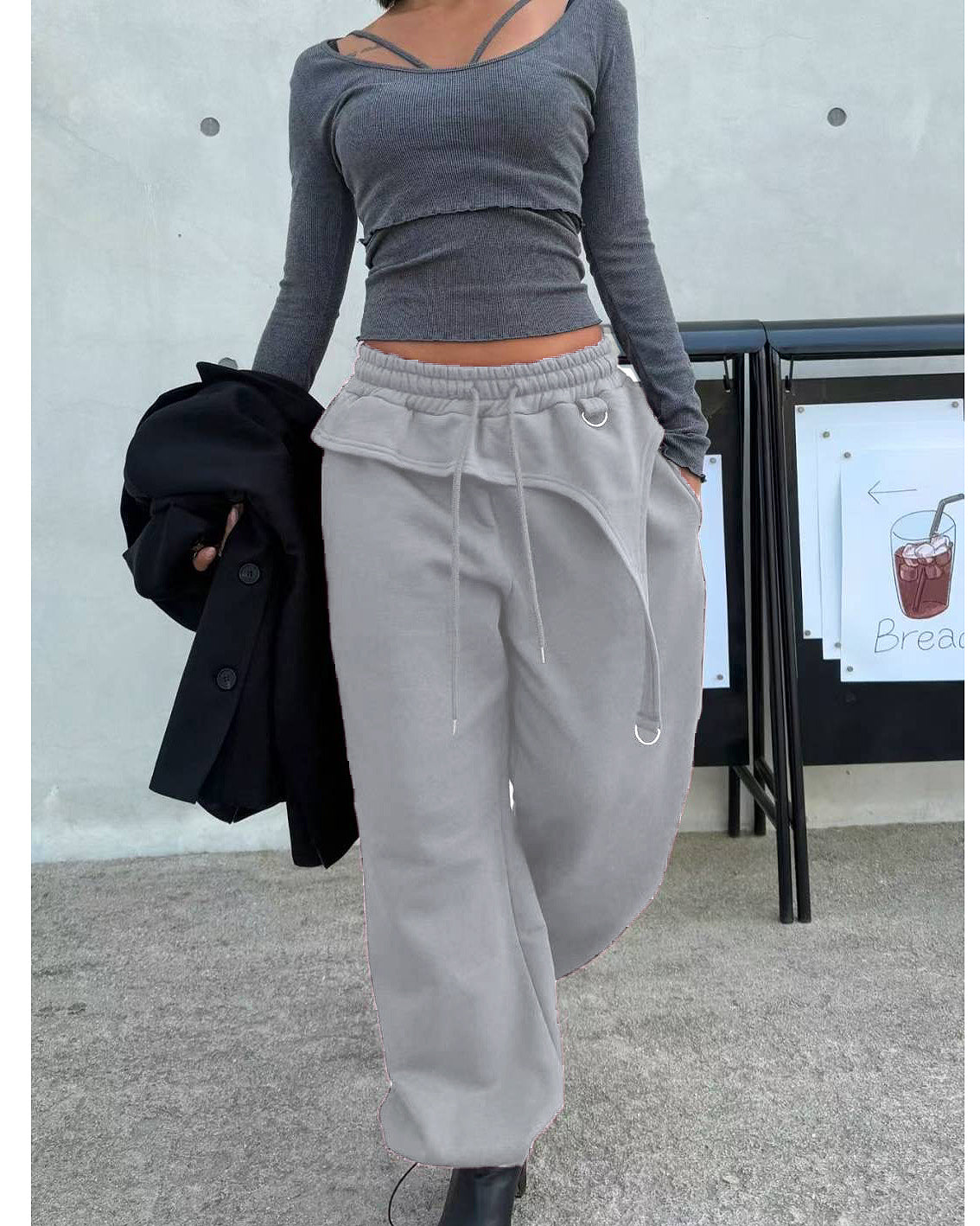 D buckle fleece sweat pants *pre-order*