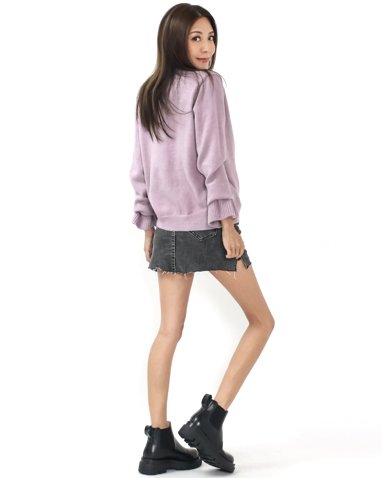 lilac ruffles cuffs knitted cardigan *pre-order*