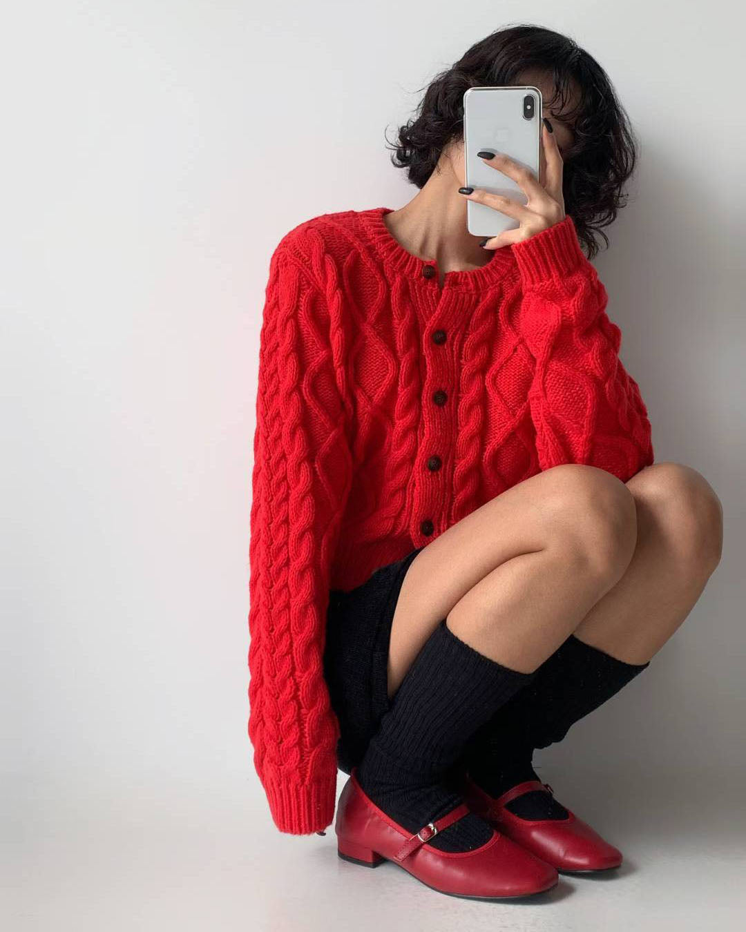 red twisted knitted cardigan *pre-order*