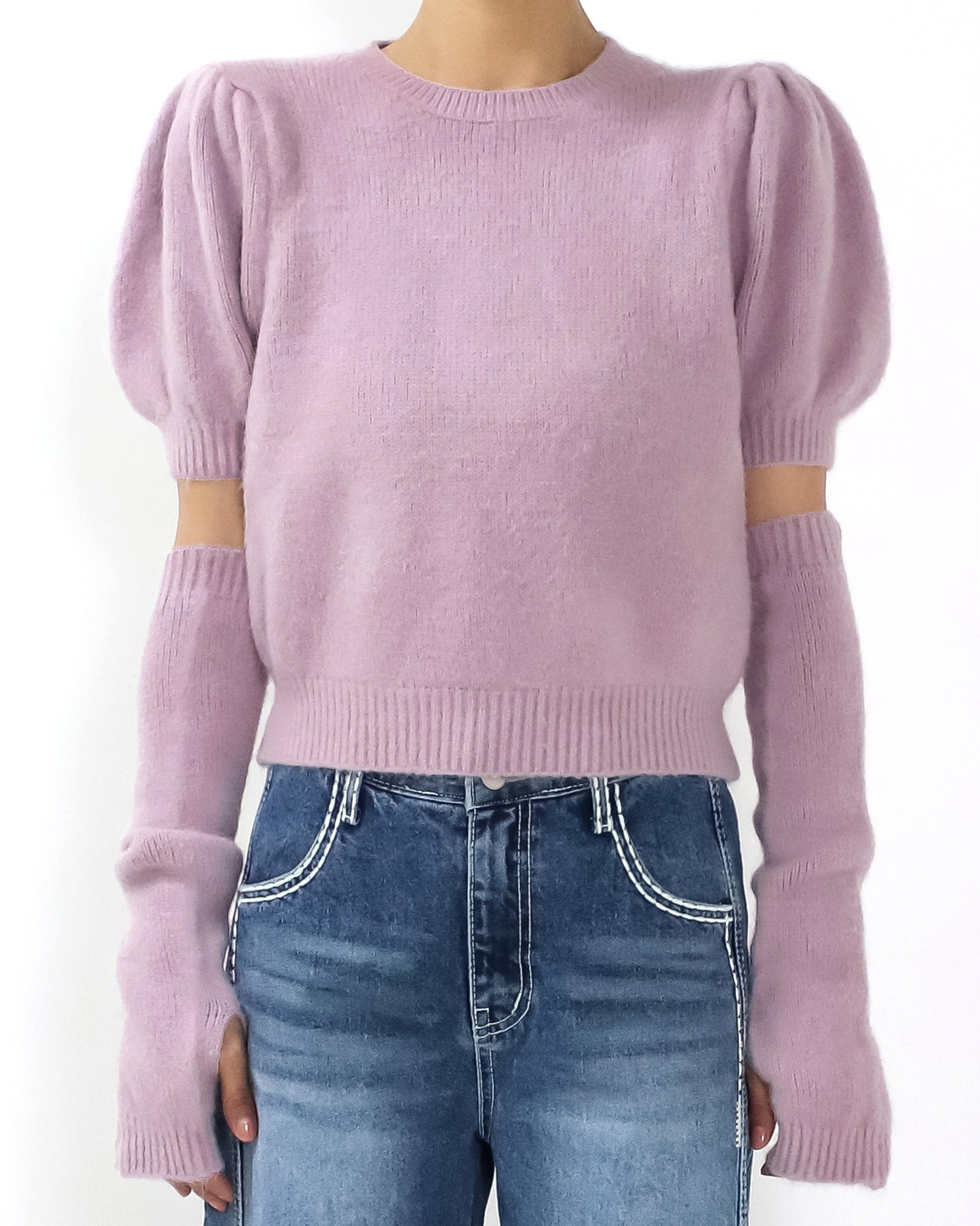 lilac puff sleeves knitted top w/ arm warmer *pre-order*