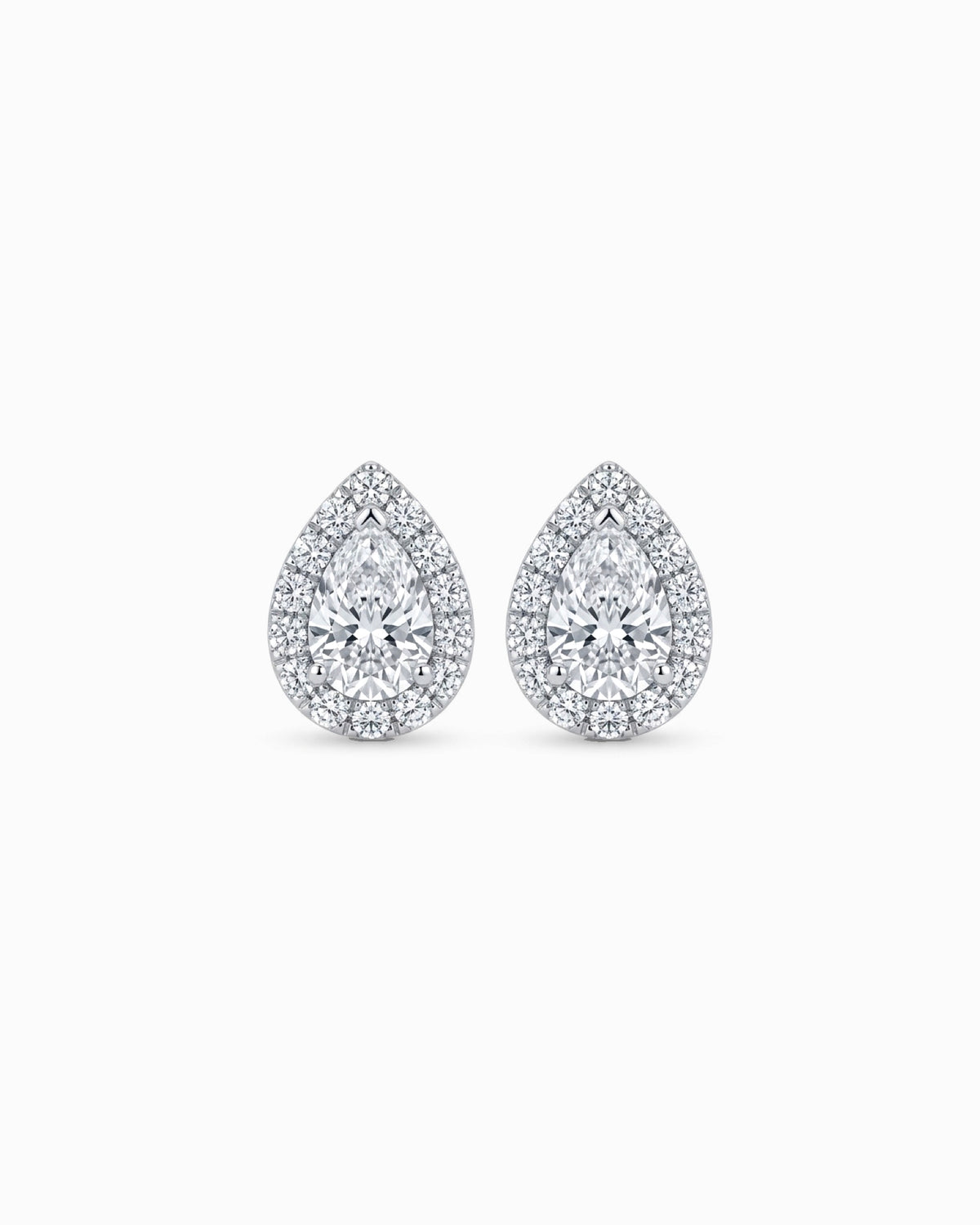pear lab-grown diamond rhodium plated alloy studded earrings