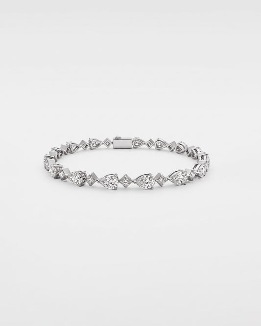 pear & round lab grown diamond 925 silver tennis bracelet