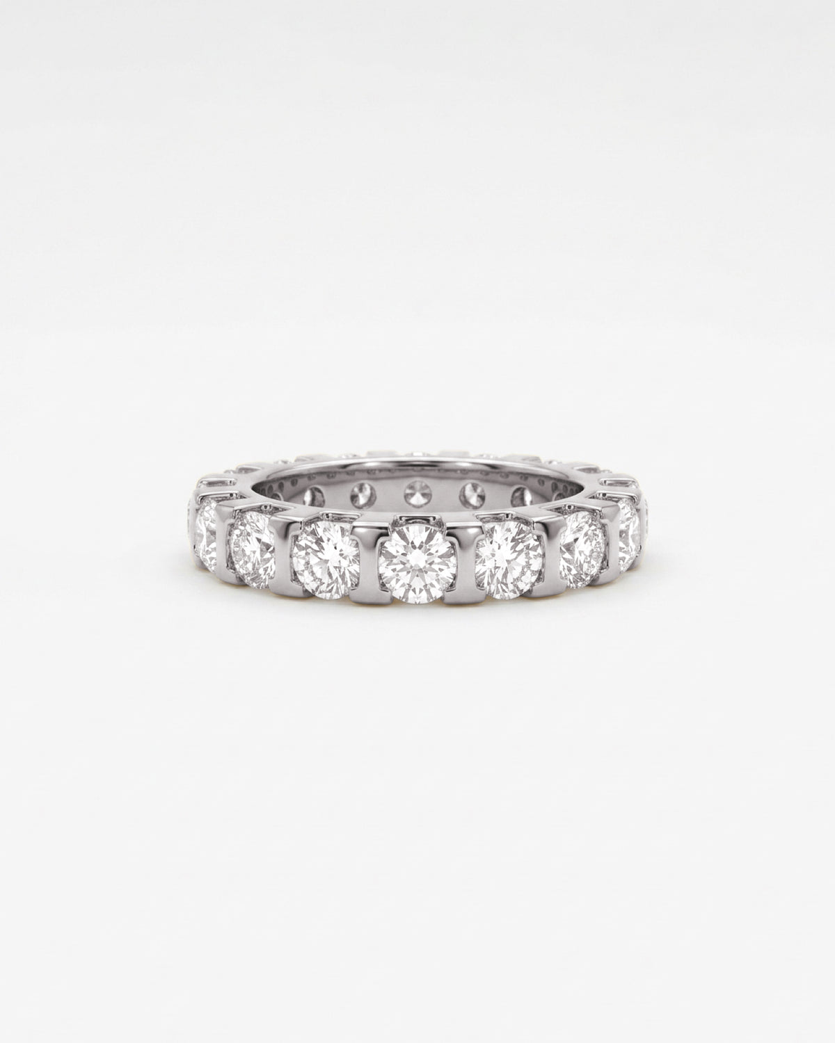 precision-set round lab grown diamond rhodium plated eternity ring