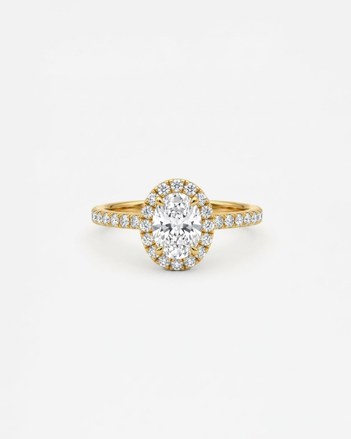 1ct oval halo rhodium plated ring