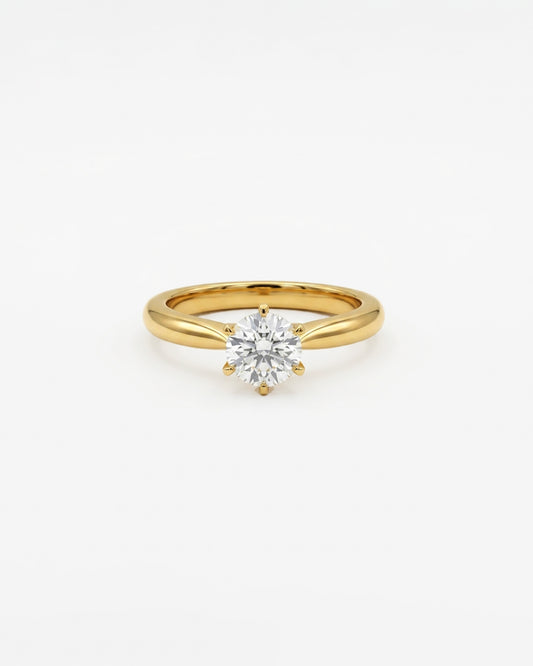 1ct round 6 claw rhodium plated ring