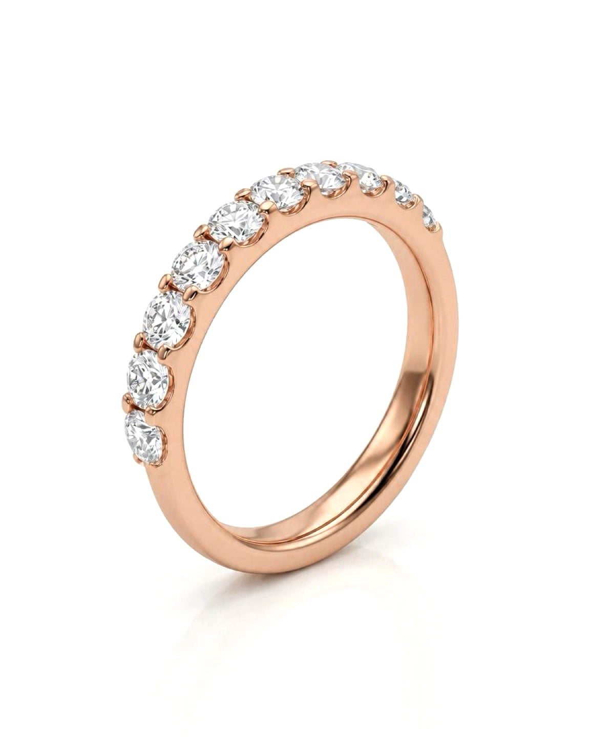 0.07ct half eternity lab grown diamond rhodium plated ring