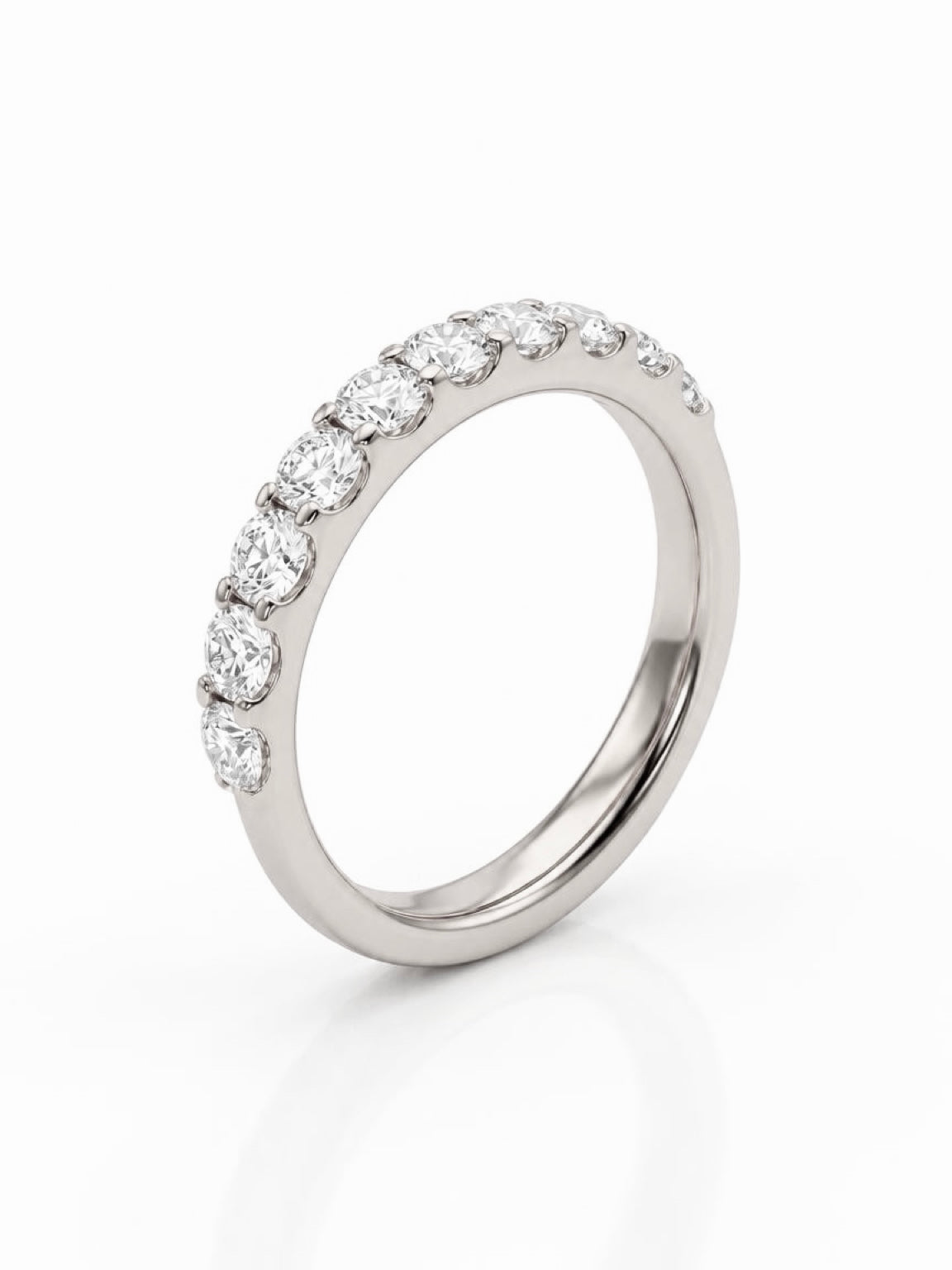 0.07ct half eternity lab grown diamond rhodium plated ring
