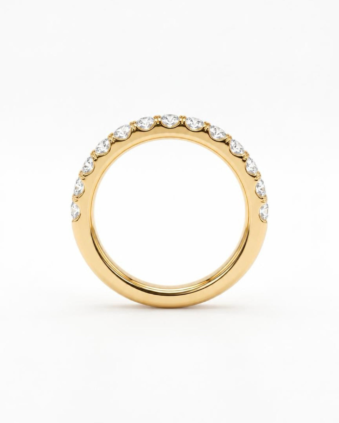 0.07ct half eternity lab grown diamond rhodium plated ring