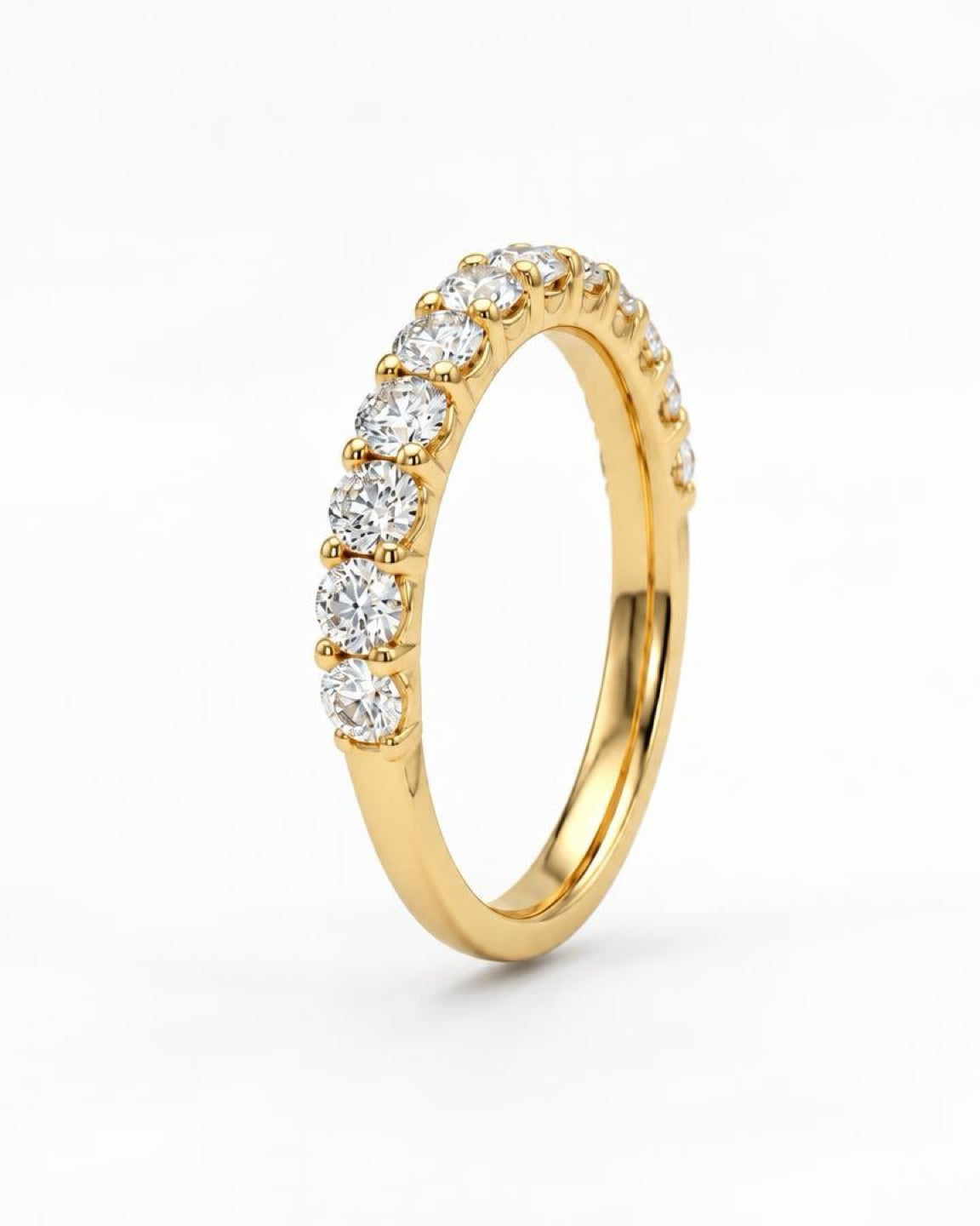 0.07ct half eternity lab grown diamond rhodium plated ring