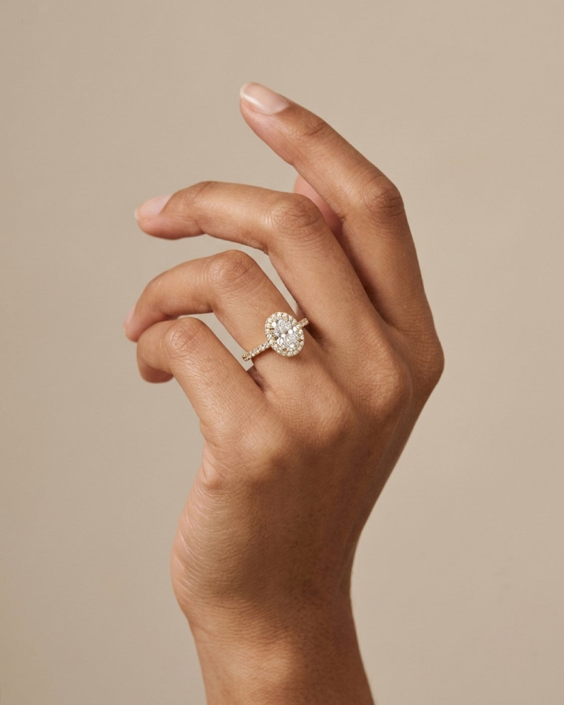 1ct oval halo rhodium plated ring