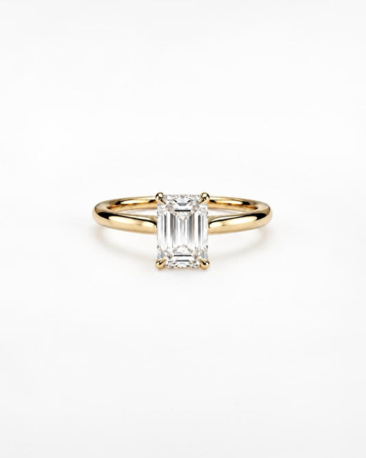 1ct emerald lab-grown diamond gold rhodium plated ring