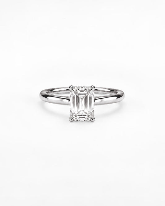 1ct emerald lab-grown diamond rhodium plated ring