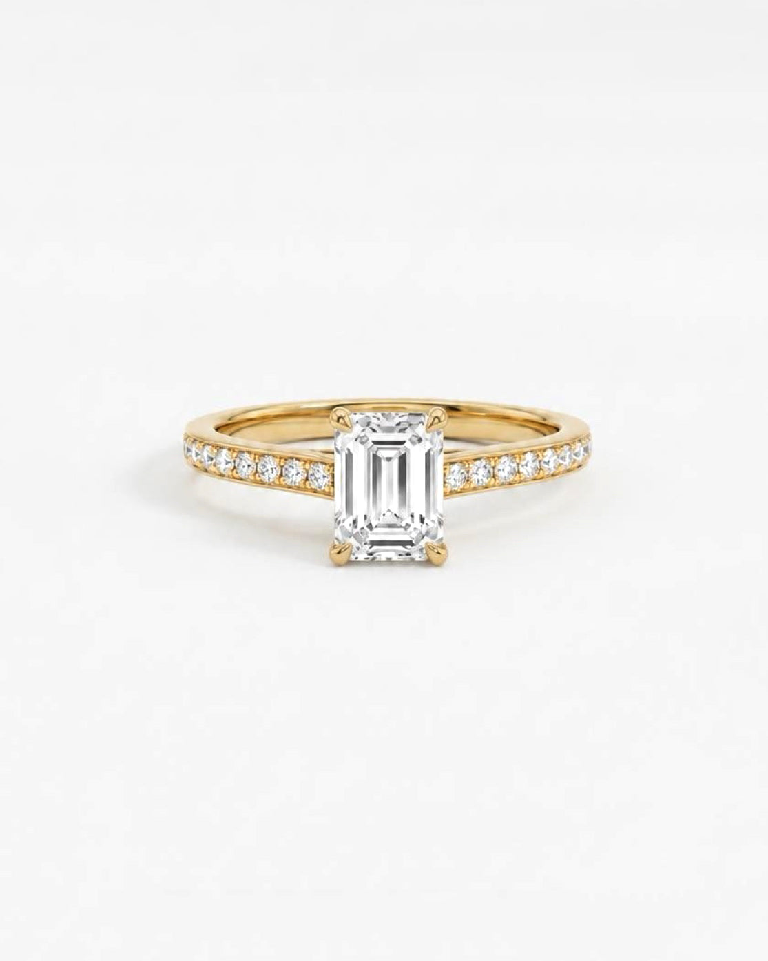 1ct emerald halo lab-grown rhodium plated ring