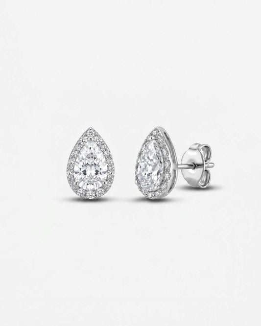 0.5ct pear lab-grown diamond rhodium plated alloy studded earrings