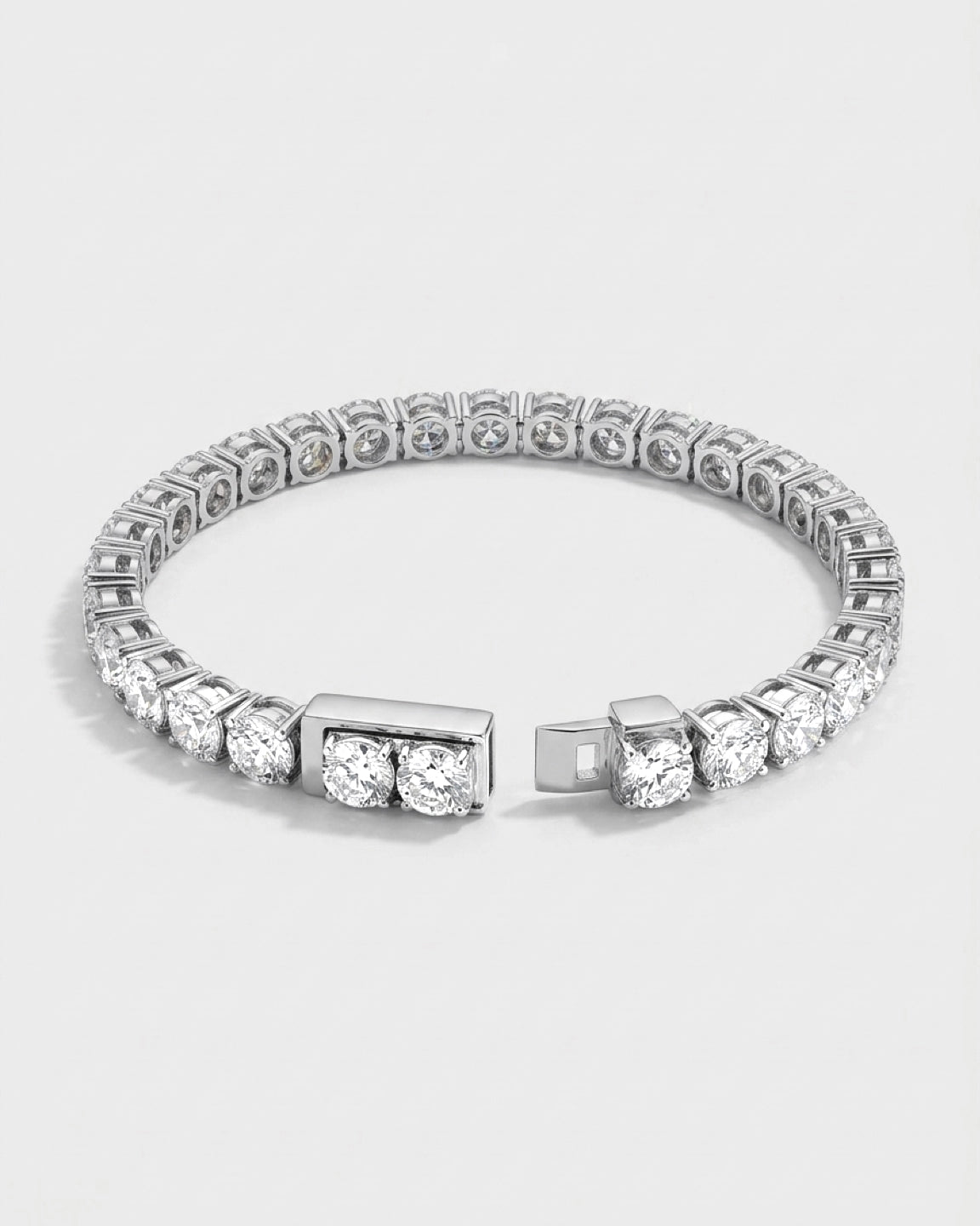 0.07ct / 0.13ct / 0.3ct round lab diamond rhodium plated tennis bracelet