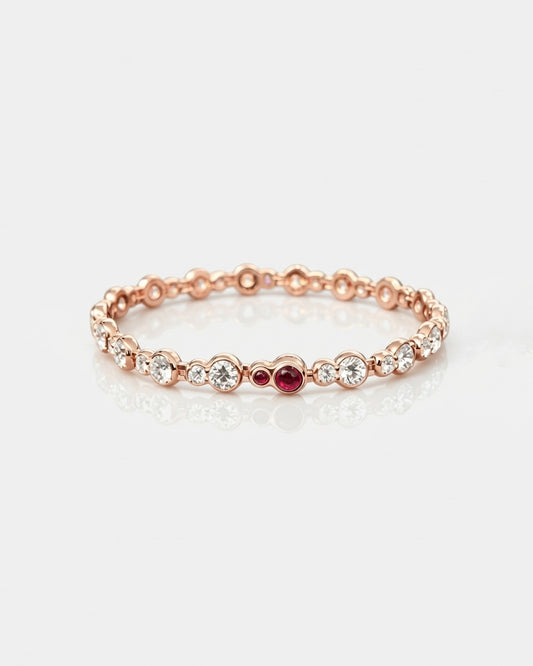 bubble round lab grown diamond rhodium plated rose gold tennis bracelet