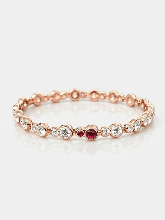 bubble round lab grown diamond rhodium plated rose gold tennis bracelet