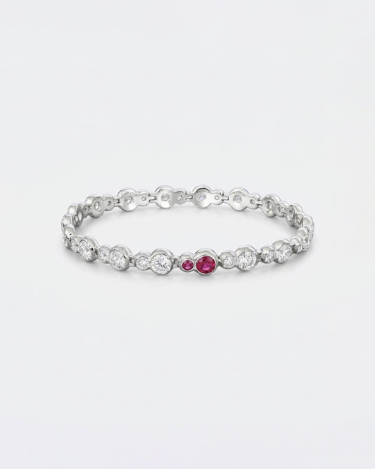 bubble round lab grown diamond rhodium plated tennis bracelet