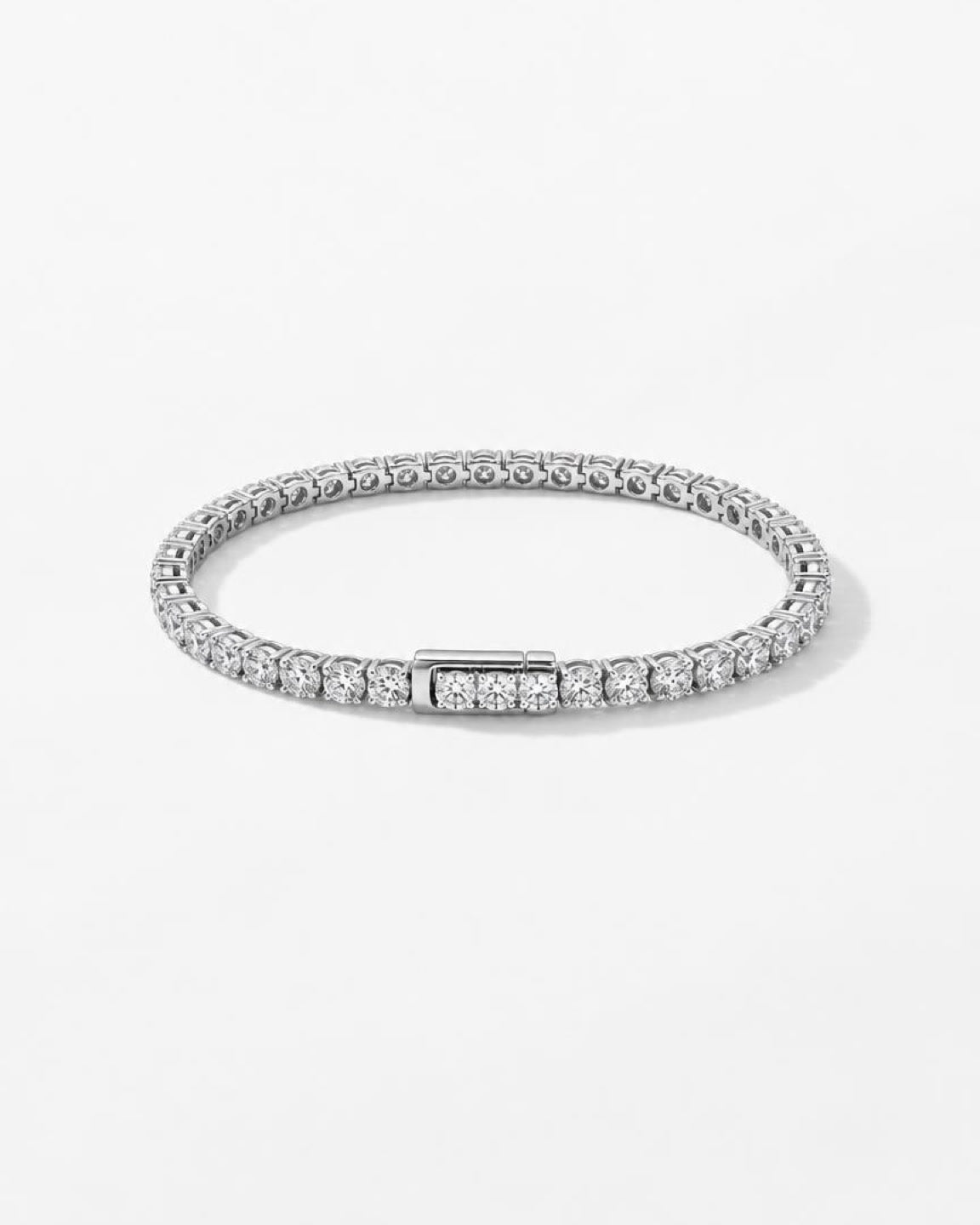 0.07ct / 0.13ct / 0.3ct round lab grown diamond rhodium plated tennis ...