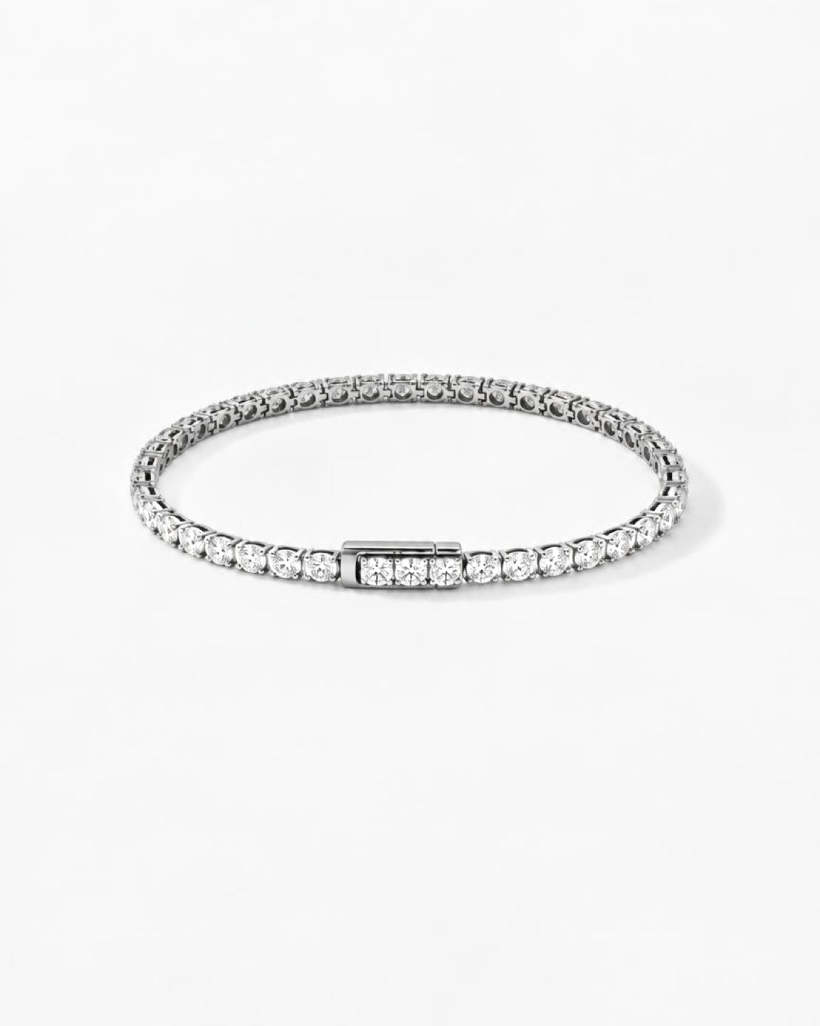 0.07ct / 0.13ct / 0.3ct round lab grown diamond rhodium plated tennis ...