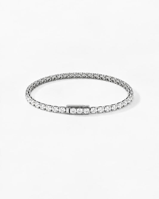0.07ct / 0.13ct / 0.3ct round lab grown diamond rhodium plated tennis bracelet