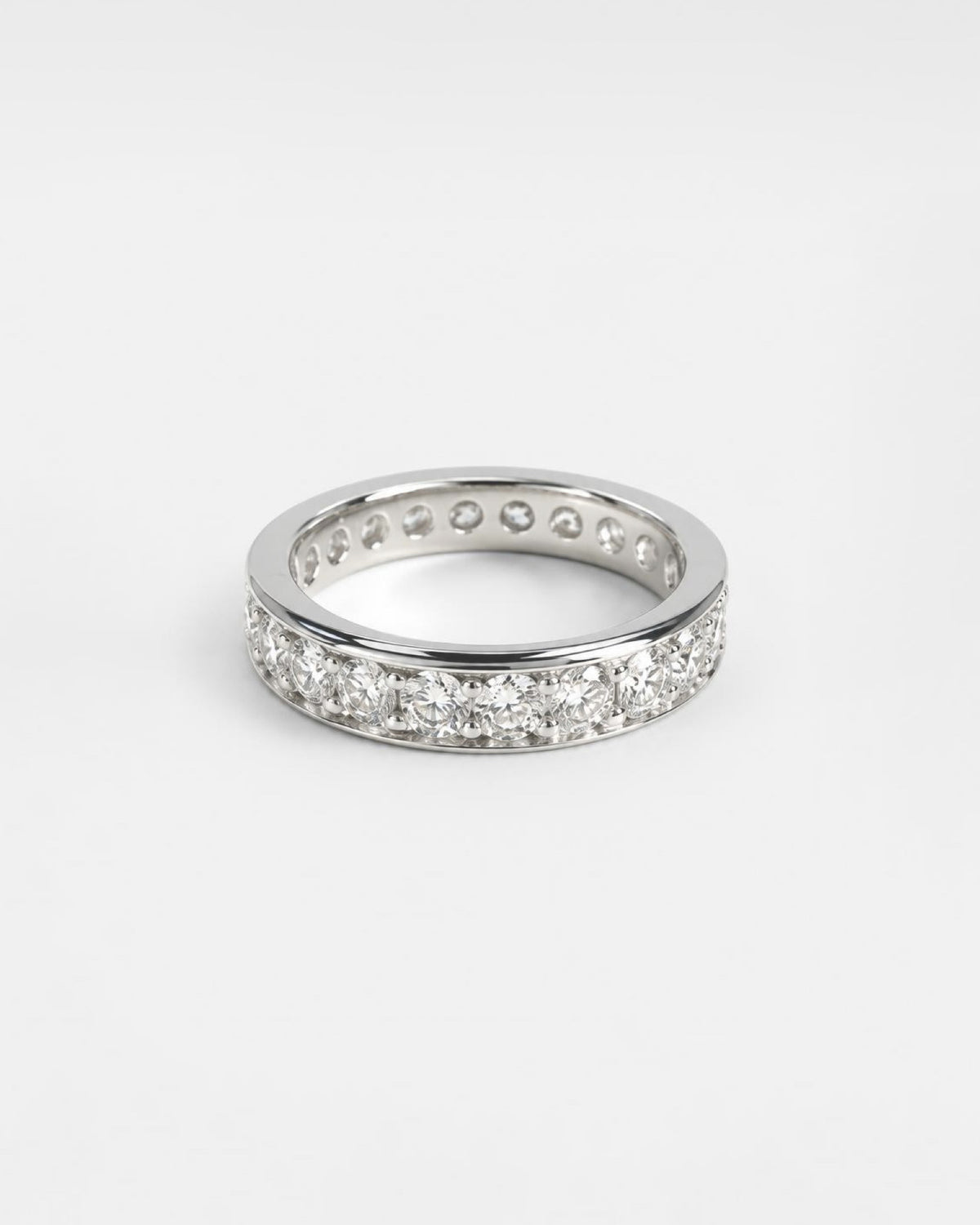 0.07ct eternity lab grown diamond rhodium plated ring