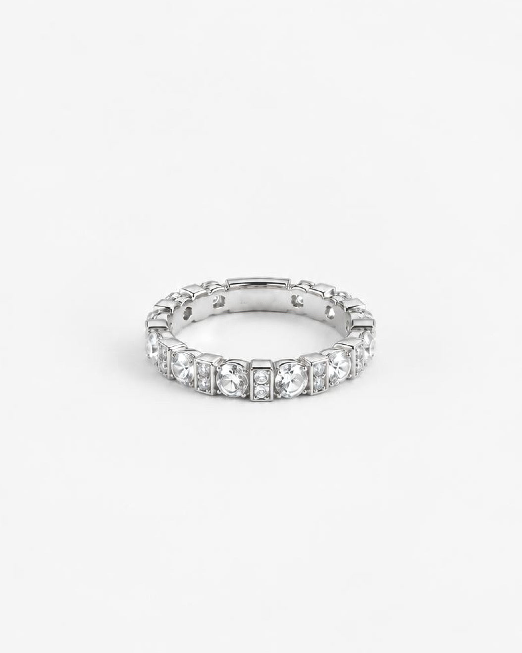 0.1ct baguette eternity lab grown diamond rhodium plated ring