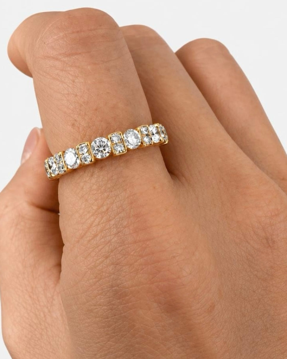 0.1ct baguette eternity lab grown diamond rhodium plated ring