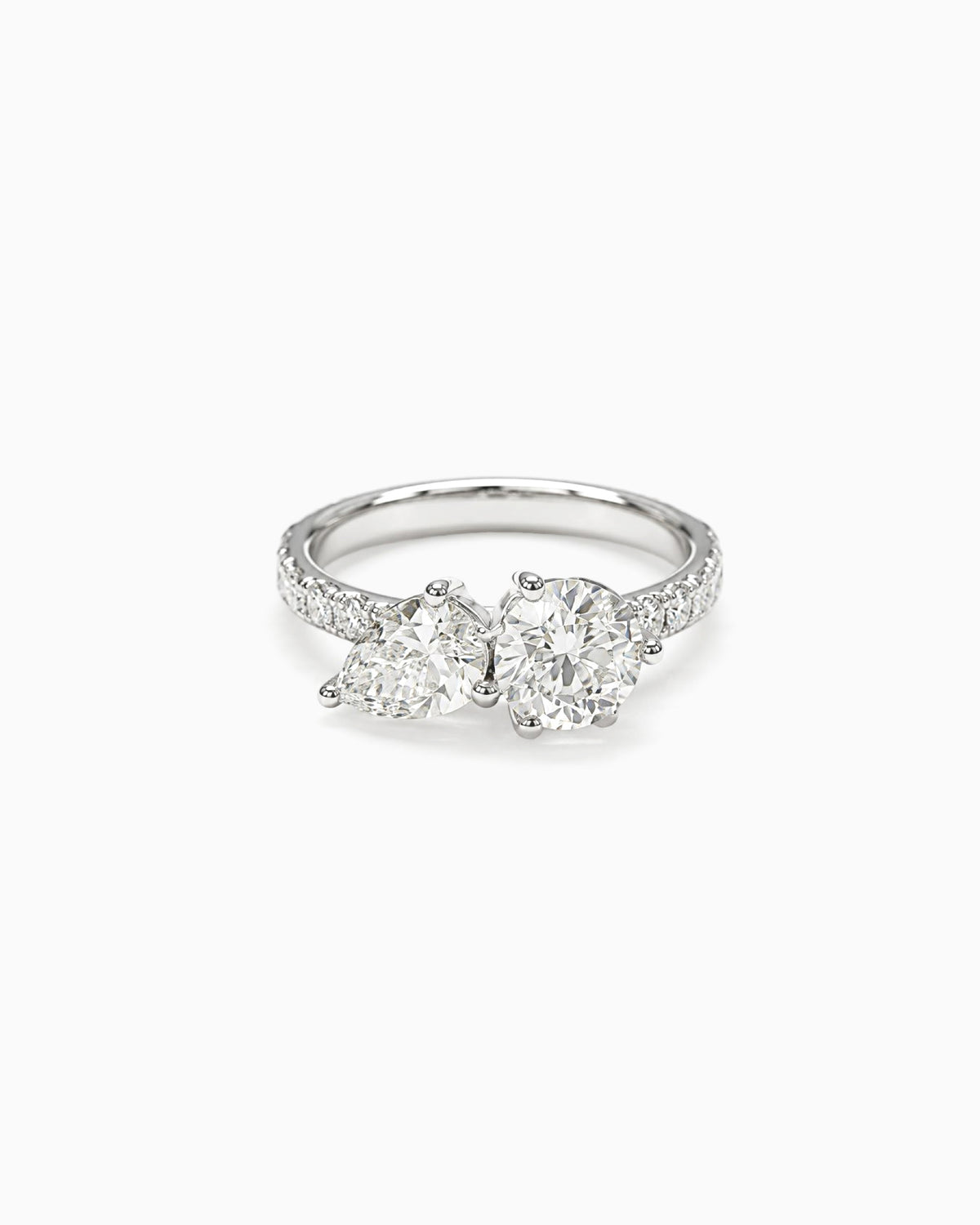 1.3ctw pear & round halo lab grown diamond rhodium plated ring