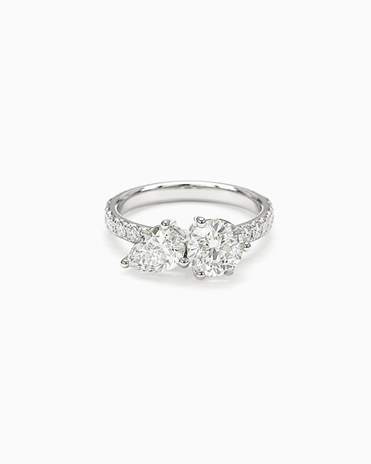 1.3ctw pear & round halo lab grown diamond rhodium plated ring