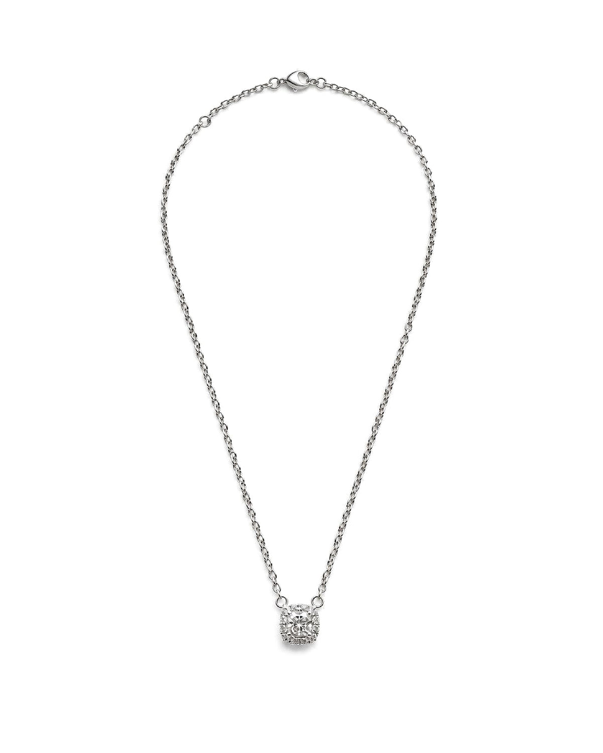 1ct cushion halo lab grown diamond rhodium plated necklace