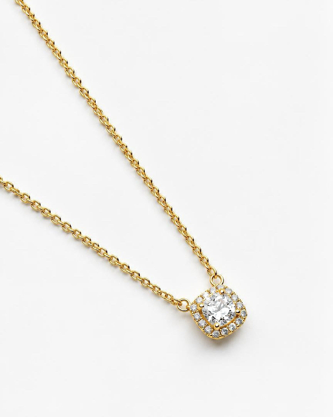 1ct cushion halo lab grown diamond rhodium plated necklace