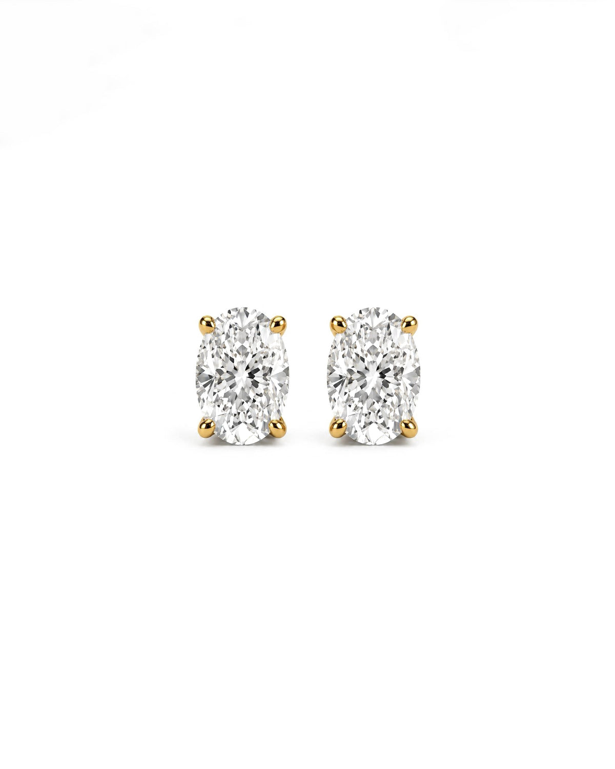0.7ct oval lab grown diamond rhodium plated alloy studded earrings