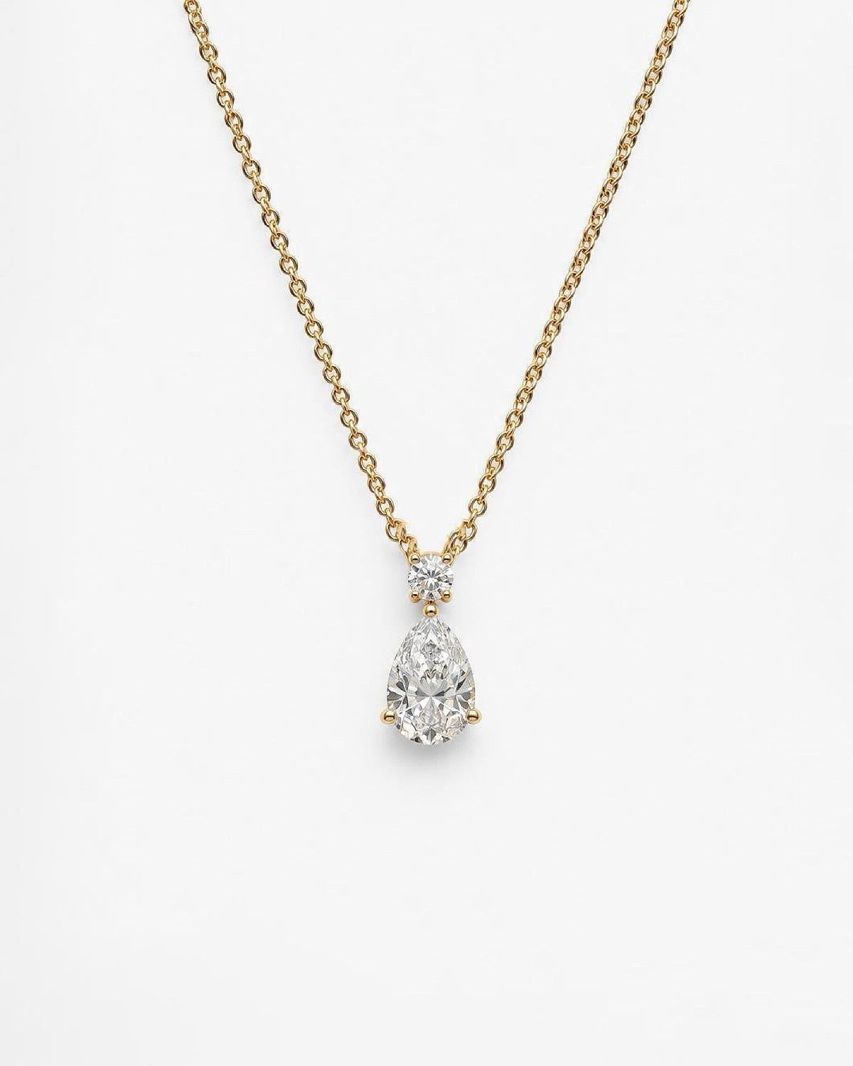 1ct pear lab grown diamond rhodium plated necklace