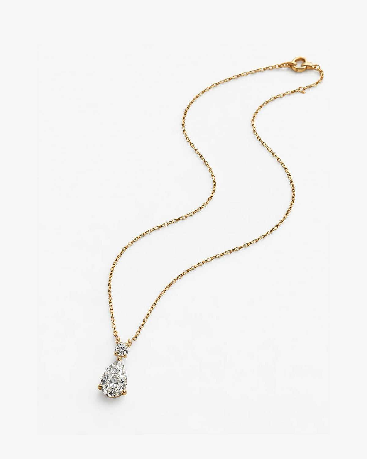 1ct pear lab grown diamond rhodium plated necklace