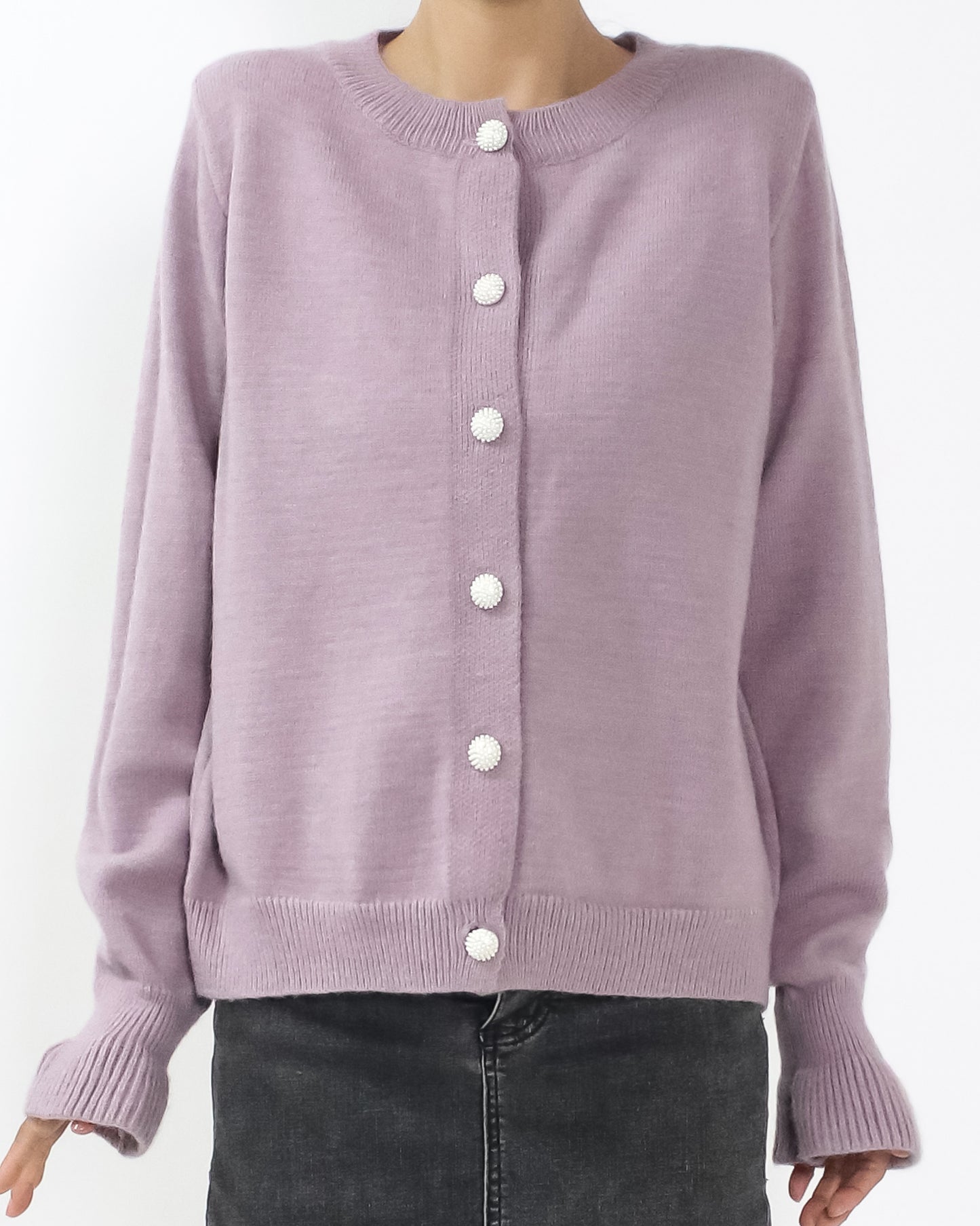 lilac ruffles cuffs knitted cardigan *pre-order*