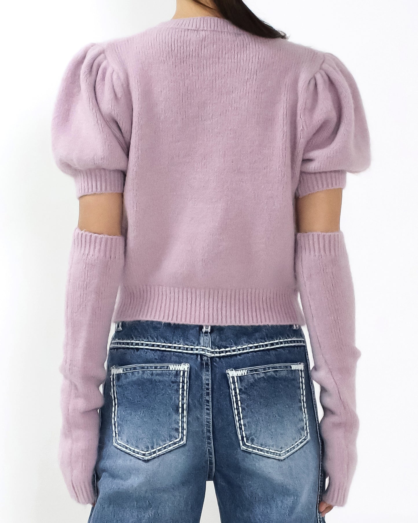 lilac puff sleeves knitted top w/ arm warmer *pre-order*