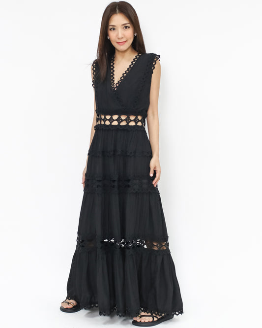black crochet longline dress *pre-order*